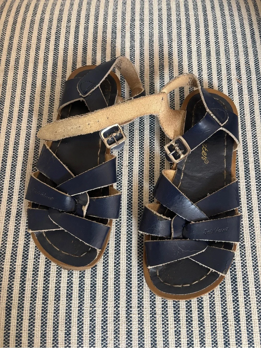 Saltwater Kids Navy Leather Sandals